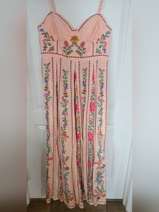 FARM Rio Dresses & Skirts - Delicate Pink Embroidered Maxi Dress - Brand: FARM RIO
